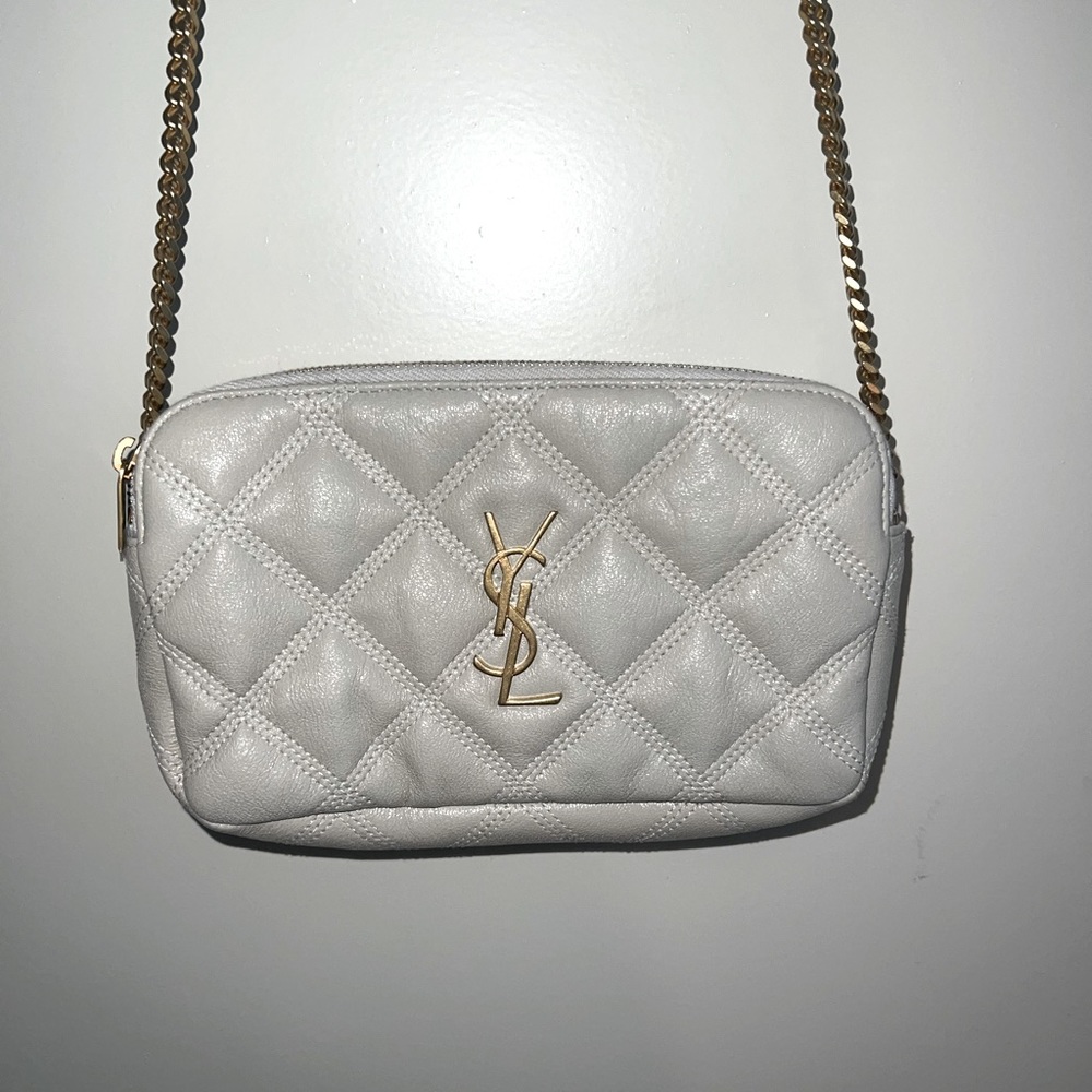 YSL Lou Crossbody bag in white with goldhardware